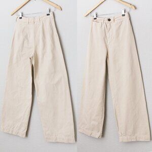 We The Free People Women's Pants 26 High Rise Wide Leg Baggy Oat Cream Natural